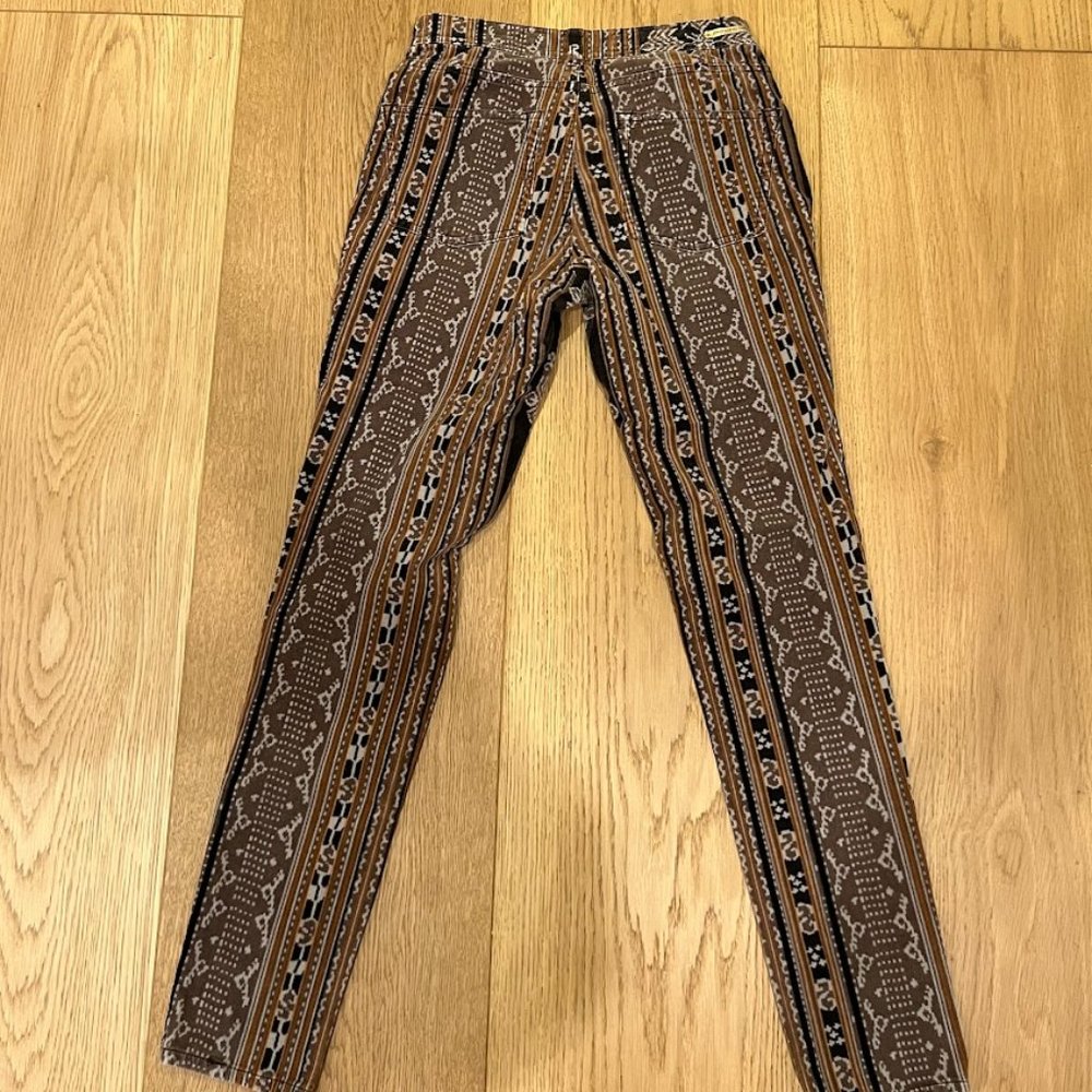 Anthropologie Patterned Corduroy Straight Leg Pants